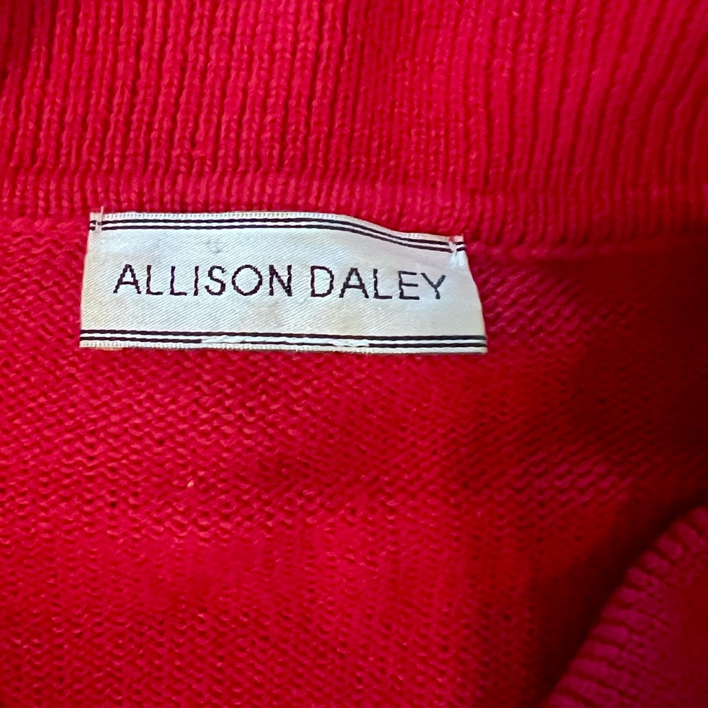 Allison Daley Red Sequin Holiday Sweater Zip Cardigan Size Large - Picture 2 of 8